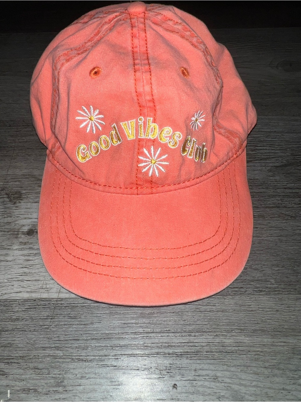 Good Vibes Club Embroidered Daisy Cap - Coral - Picture 2 of 4